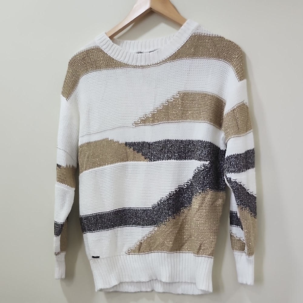 Elegant Women's Sweater - White, Tan, Black